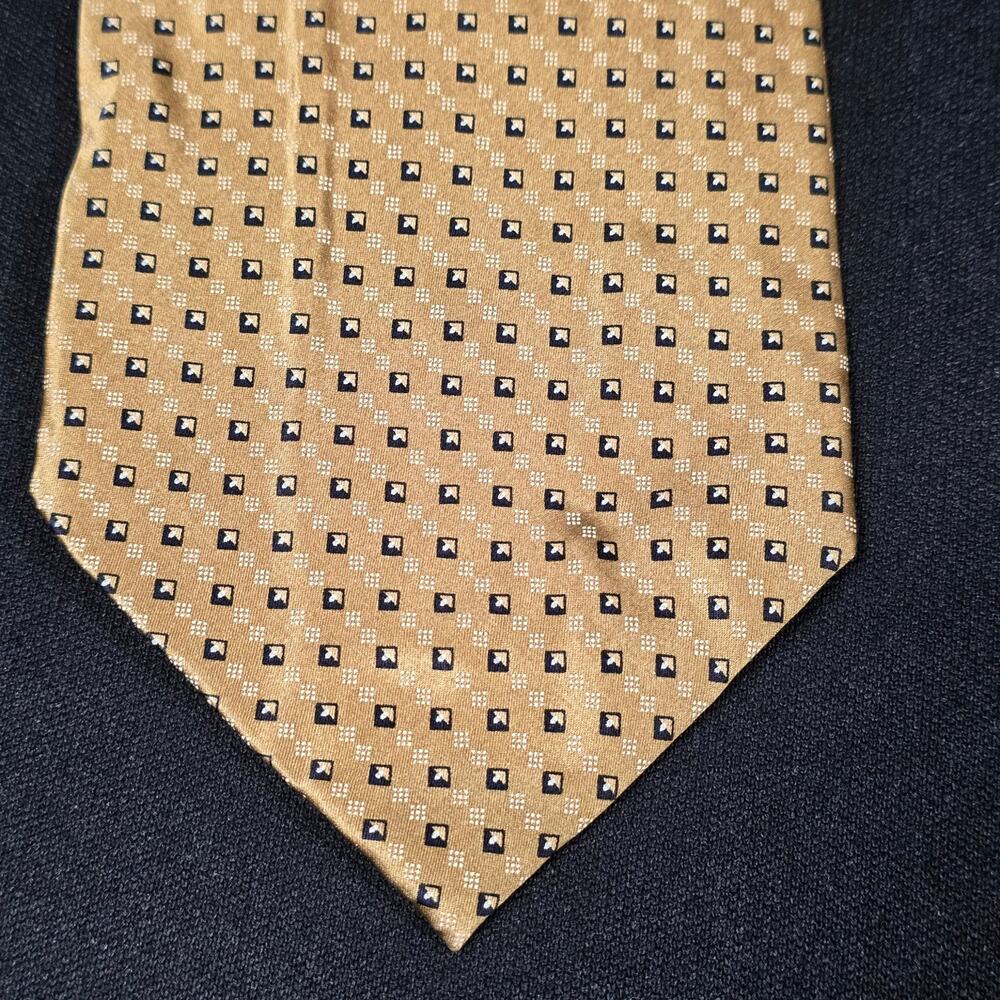 Dimoggio Tie Men's Gold Silk Patterned Handmade Necktie